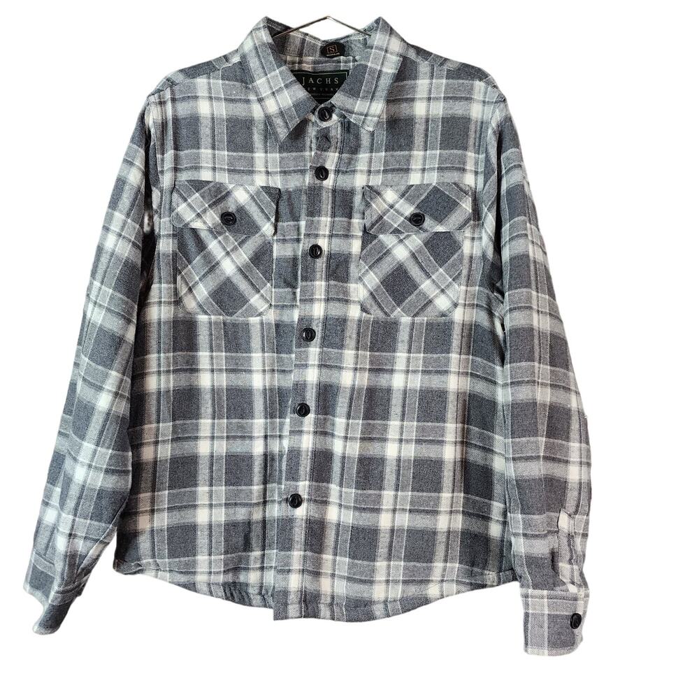 Jachs New York Recycled Flannel Shirt Jacket W Sherpa Lining Gray Size M NWT